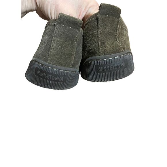 Mens minnetonka Romeo suede leather faux fur slippers - Picture 5 of 10